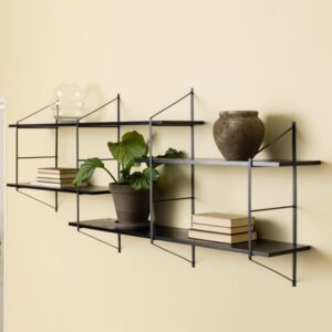 Barrie Wooden Wall Hung Bookcase In Matt Black