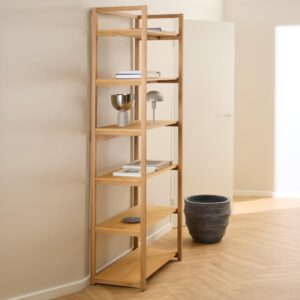 Logan Wooden Bookcase With 6 Shelves In Oak