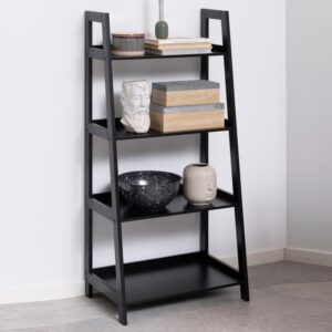 Wayne Wooden Ladder Bookcase With 4 Shelves In Black