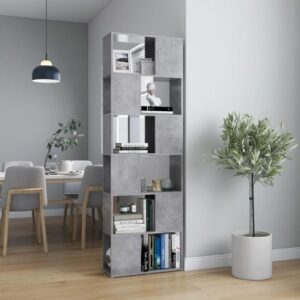 Brooks Wooden Bookcase With 6 Compartments In Concrete Effect