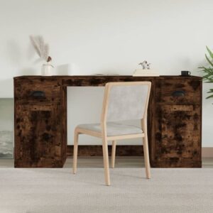 Oliver Computer Desk With 2 Doors 2 Drawers In Smoked Oak