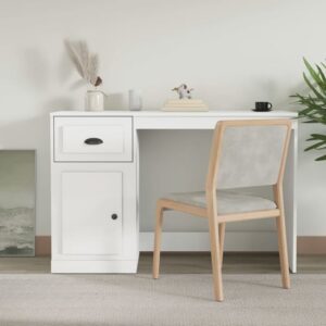 Vance Wooden Computer Desk With 1 Door 1 Drawer In White