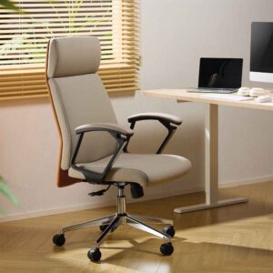 Alpine Faux Leather High-Backed Home And Office Chair - Cream