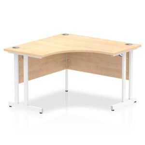 Impulse Corner Computer Desk In Maple And White Cantilever Leg